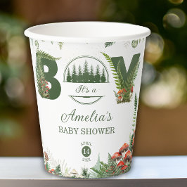 Vasos De Papel Forest Woodland Mushroom Baby Boy Shower 