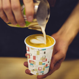 Vasos De Papel Formas geométricas coloreadas retro de mediados de