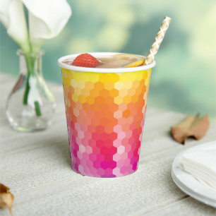 Vasos De Papel Formas para hexágonos geométricos Amarillo rosa
