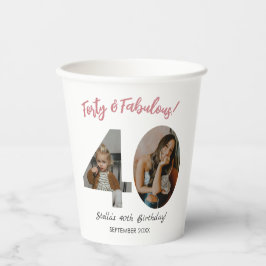 Vasos De Papel Forty & Fabulous Custom Photo 40th Birthday