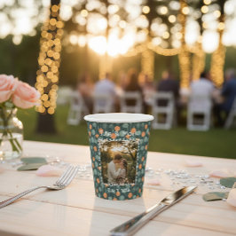 Vasos De Papel Foto de compromiso con garabato floral personaliza