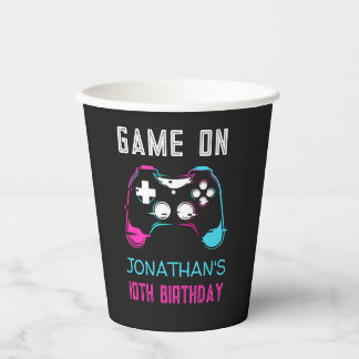 Vasos De Papel Foto de cumpleaños de jugador de videojuegos sube