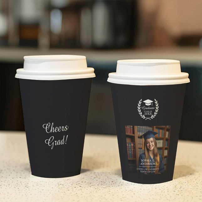 Vasos De Papel Foto de graduación de Wreath Emblem de Black Class (Subido por el creador)