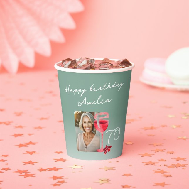 Vasos De Papel Foto de la fiesta de cumpleaños de Red Wine Glass (in situ)