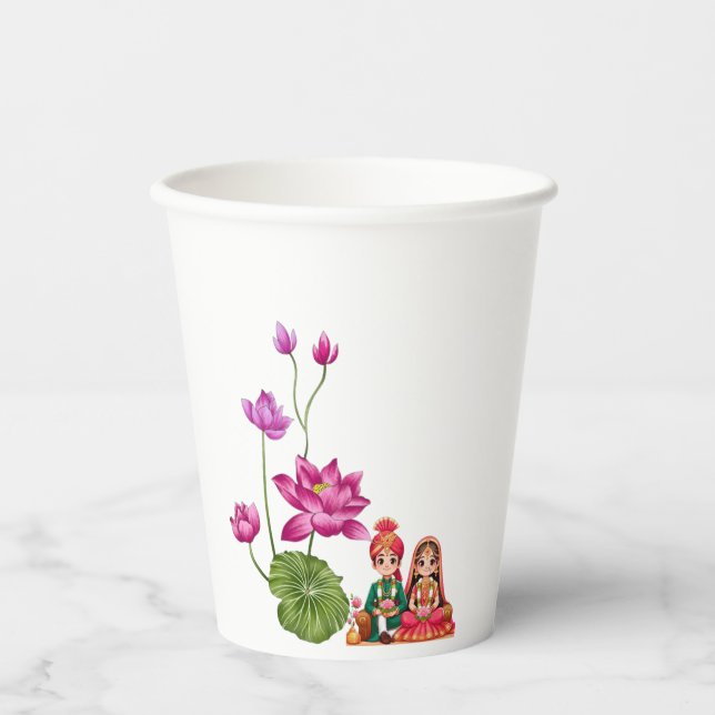 Vasos De Papel Foto de Lotus, novia y novio (Anverso)