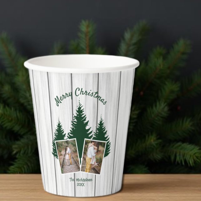 Vasos De Papel Foto de Navidad rústica del bosque (Subido por el creador)