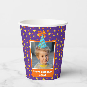 Vasos De Papel Foto de niño personalizada Feliz cumpleaños con Go