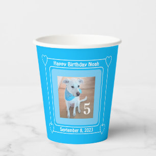 Vasos De Papel Foto de perro de cachorro lindo cumpleaños feliz n