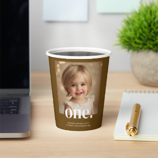 Vasos De Papel Foto de primer cumpleaños de Rótulo acrílico en Br