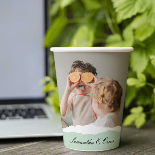 Vasos De Papel Foto familiar moderna y regalo personalizado de fá