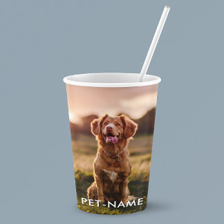 Vasos De Papel Foto personalizada con el nombre de tu perro