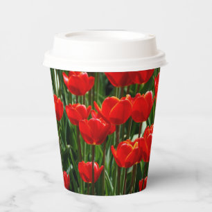 Vasos De Papel Fotografía elegante de Tulipanes y Flores Florales