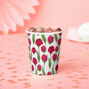 Vasos De Papel Fotografía elegante de Tulipanes y Flores Florales
