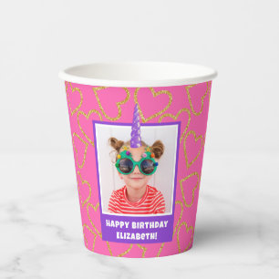 Vasos De Papel Fotografía infantil personalizada Cumpleaños Unico
