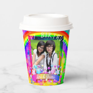 Vasos De Papel Fotografía psicodélica Copas de papel de cumpleaño