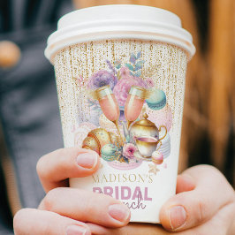 Vasos De Papel Fotos de Brunch Nupcialal de Rosa Pastel con Brill