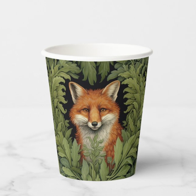 Vasos De Papel Fox de Art Nouveau en el bosque (Anverso)