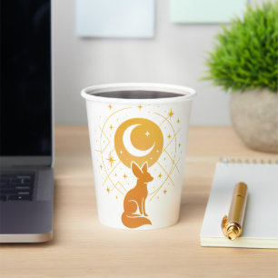 Vasos De Papel Fox del Desierto Celeste - Luna y Estrellas Cósmic