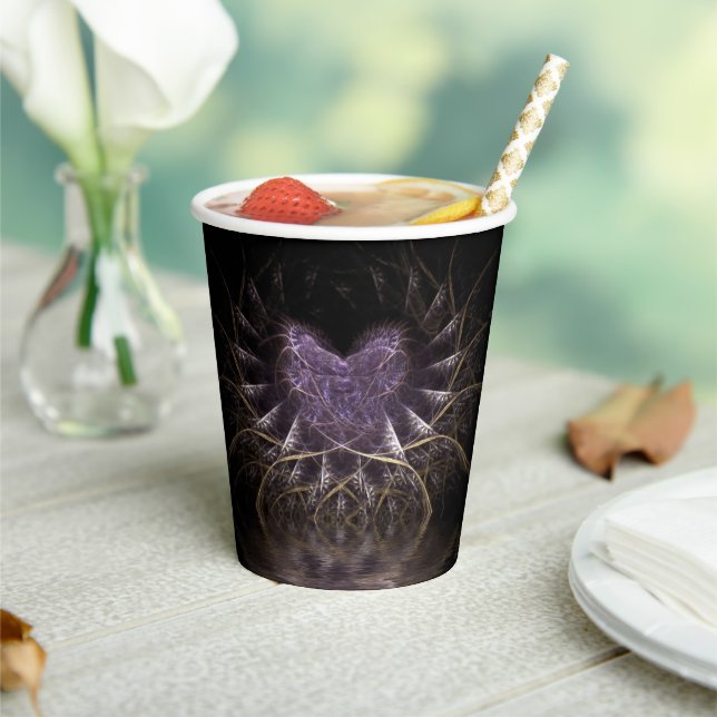 Vasos De Papel Fractal Purple Love Heart (in situ)