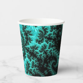 Vasos De Papel Fractal Verde Negro Abstracto