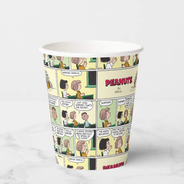 Vasos De Papel Franklin, Peppermint Patty & Marcie | Clase matemá (Anverso)