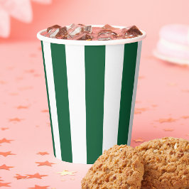 Vasos De Papel Frasco clásico de época franjas verde y blanca