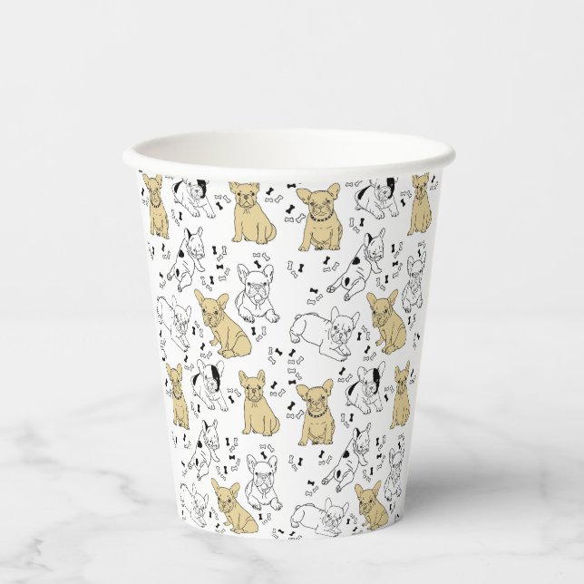 Vasos De Papel Frenchie ama a los huesos (Anverso)