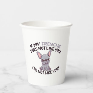 Vasos De Papel Frenchie enojado (gris) - Diseño único