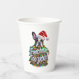 Vasos De Papel Frenchmas también Bulldoges Navidades de árboles d