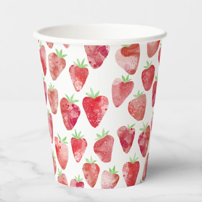Vasos De Papel Fresa acuarela (Strawberry watercolor pattern paper cup)