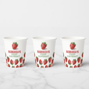 Vasos De Papel Fresa Berry Red Berry Sweet 1er Cumpleaños Cups de