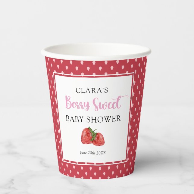 Vasos De Papel Fresa Berry Sweet Baby Shower (Anverso)