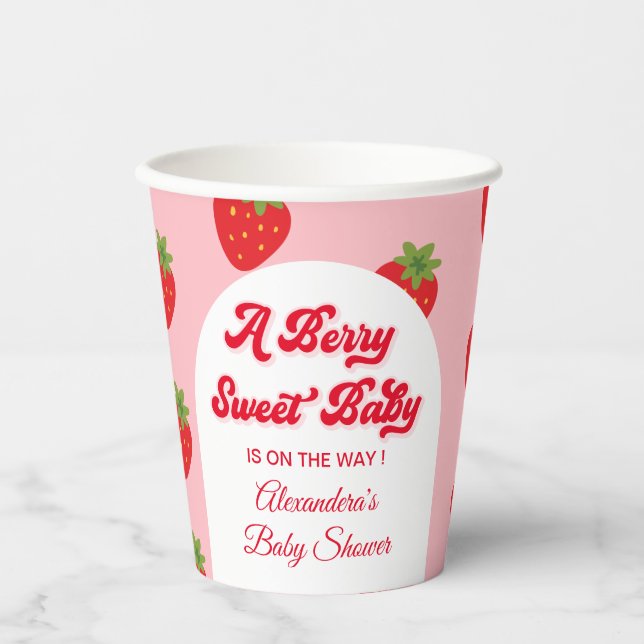 Vasos De Papel Fresa Berry Sweet Baby Shower (Anverso)
