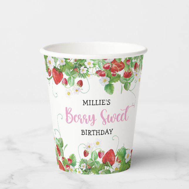 Vasos De Papel Fresa Berry Sweet Birthday (Anverso)