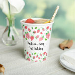 Vasos De Papel Fresa Berry Sweet Birthday<br><div class="desc">El diseño es muy agradable,  con fresas acuáticas pintadas a mano y vegetación.</div>