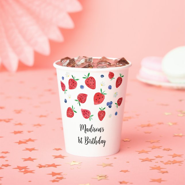 Vasos De Papel Fresa Blueberry Berry Sweet Birthday (in situ)