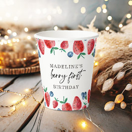 Vasos De Papel Fresa Blueberry Berry Sweet Chica Cumpleaños