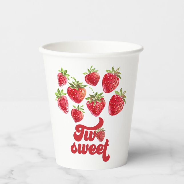 Vasos De Papel Fresa dos dulces 2º cumpleaños (Anverso)