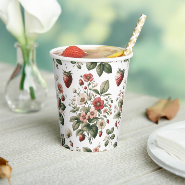 Vasos De Papel Fresa Dulce de Fruta Rosa Personalizada  (in situ)