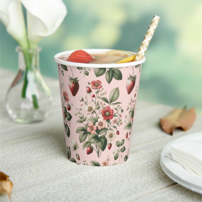 Vasos De Papel Fresa Dulce de Fruta Rosa Personalizada  (in situ)