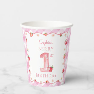 Vasos De Papel Fresa primer cumpleaños Fiesta Berry primer dulce