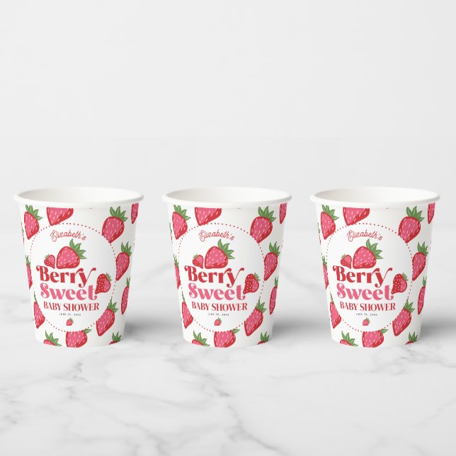 Vasos De Papel Fresa Red Pink Berry Sweet Baby Shower (Multi)