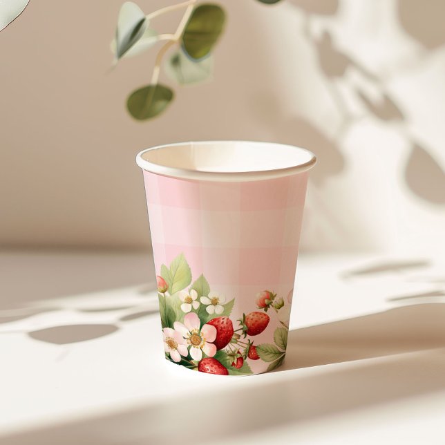 Vasos De Papel Fresa rosa ginebra bebé ducha (Subido por el creador)