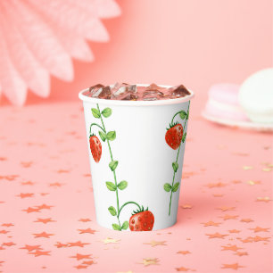 Vasos De Papel Fresa Vid Frutas Rojas Fiesta de Cumpleaños
