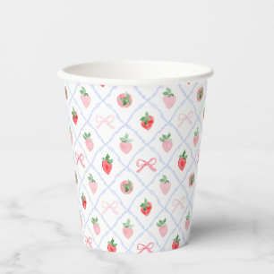 Vasos De Papel Fresas de color de agua de la ribbonela trellis