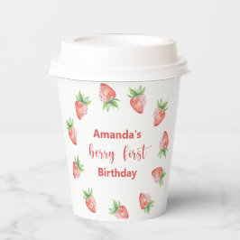 Vasos De Papel Fresas de color de agua fiesta de primer cumpleaño