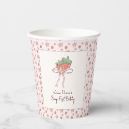 Vasos De Papel Fresas de verano de cinta rosada