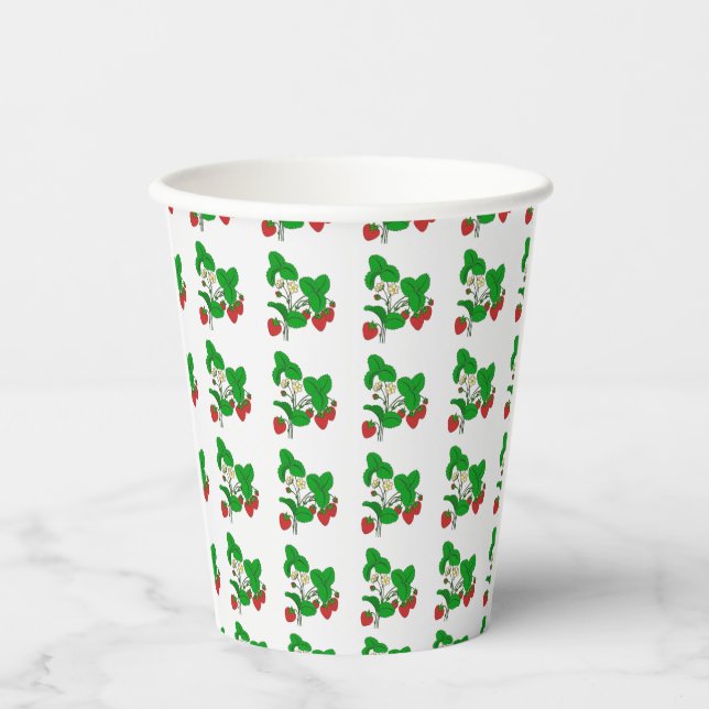 Vasos De Papel Fresas para el desayuno (Anverso)