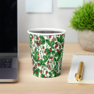 Vasos De Papel Fresas silvestres en blanco roto