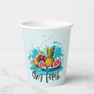 Vasos De Papel Fresco resistente - Verano - Frutas tropicales acu